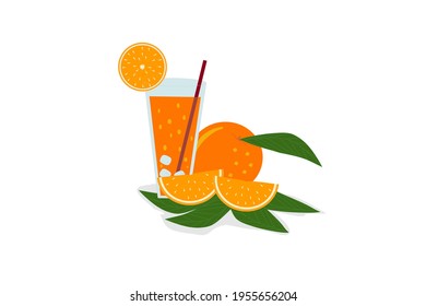Orange Fruit Set, Orange fruit, One half of orange fruit, Orange juice