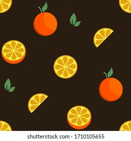 Orange fruit set seamless bright art vector pattern