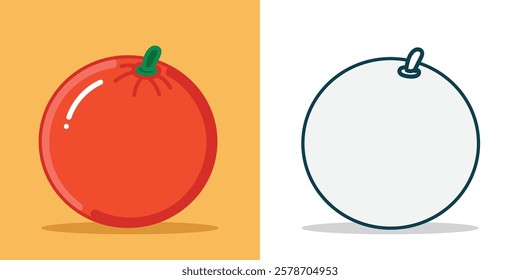 Orange fruit simple illustration with flat style for sticker, design element, or coloring book element