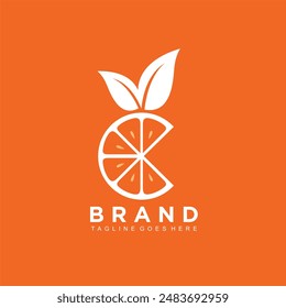 Orange fruit simple logo design concept for brands