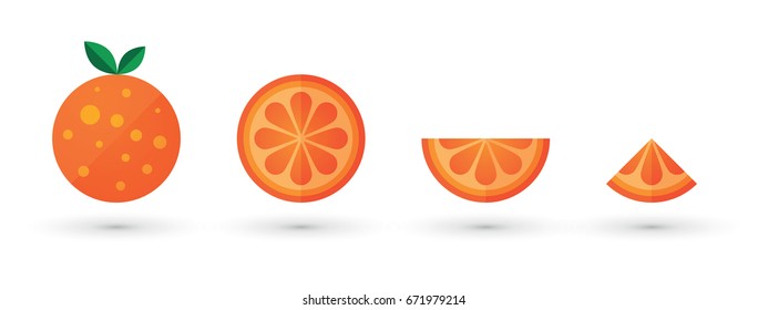 orange fruit slice abstract icon set