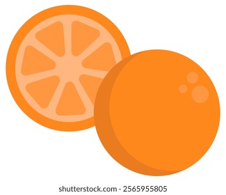 Orange fruit slice flat icon set isolated on white background.