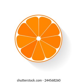 Orange fruit slice. Flat style vector illustration.