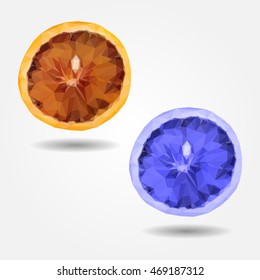 Orange fruit slice, flat triangle polygon vector eps10