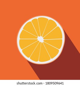orange fruit slice icon half isolated tropical citrus fruits background vector illustration  
