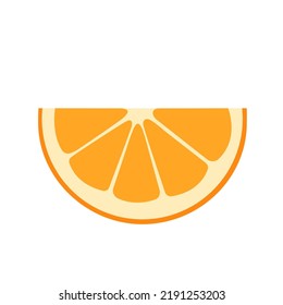 Orange fruit slice. Illustration in flat style isolated on white. Piece of orange.