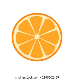 Orange fruit slice. Illustration in flat style isolated on white. Piece of orange.