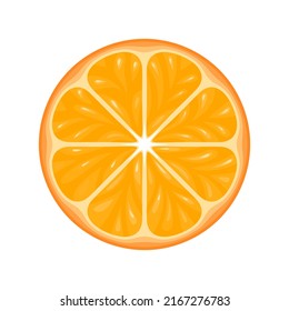Orange fruit slice isolated on white. Vector cartoon illustration of citrus. Fresh food icon.