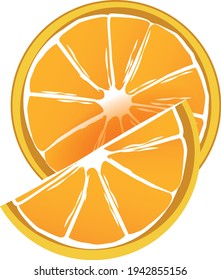 Orange fruit, slice, isolated, white background