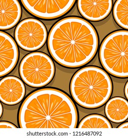 Orange fruit slice seamless pattern graphics. Vector illustration. Ideal for wallpaper, packaging, fabric, textile, wrapping paper design and any kind of decoration.
