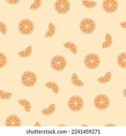 Orange fruit slice seamless pattern. Fresh orange fruit slices. Summer fruits for healthy lifestyle. Vector illustration