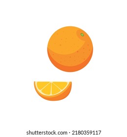  Orange fruit and a slice of orange. Vector illustration