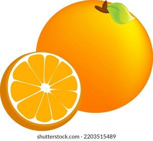 Orangenfrucht mit geschnittenem Vektorgrafik-Bestand 