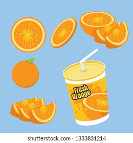 Orange fruit slices with additional orange juice in cup