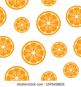 Orange fruit slices seamless pattern. Vector illustration.
