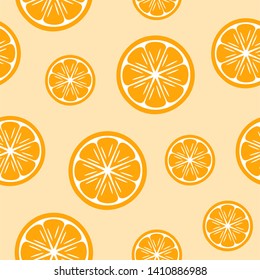 Orange fruit slices seamless pattern. Vector illustration.