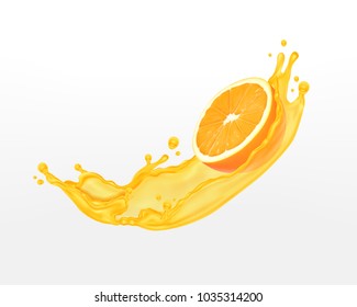 Orange fruit in a splash. EPS10 vector