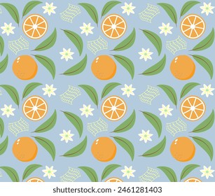 Orange Obst Sommer Vektorgrafik nahtlos Muster.