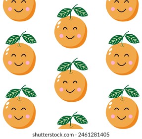 Orange fruit summer vector seamless pattern.