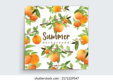 orange fruit summer wreath and background design