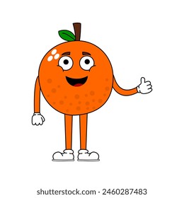 Orange Fruit Thumb Up Character Vector