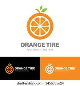 ORANGE FRUIT TIRE LOGO ICON TEMPLATE