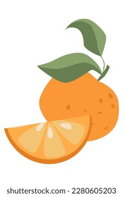 fruta naranja con ilustración vectorial de ramón