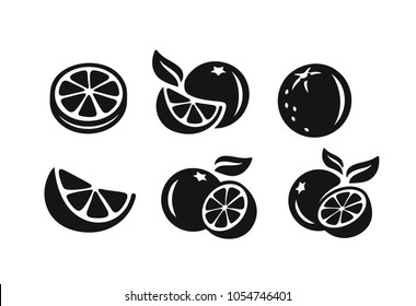 Orange fruit vector black icon on white background