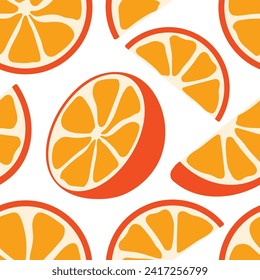 Orange fruit vector cartoon seamless pattern background for wallpaper, wrapping, packing, and backdrop.