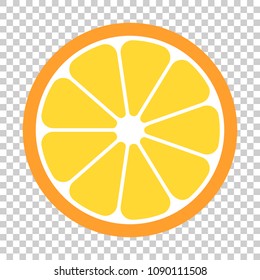 Orange fruit vector icon in flat style. Orange citrus illustration on isolated transparent background. Tropical food concept.