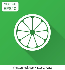 Orange fruit vector icon in flat style. Orange citrus illustration with long shadow. Tropical food concept.