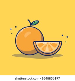 Ilustración del icono del vector de frutas naranja. Fresa y trozos de naranja. Icono Fruta Concepto Blanco Aislado. Estilo de caricatura plano adecuado para Web Landing Page, banner, volante, adhesivo, tarjeta