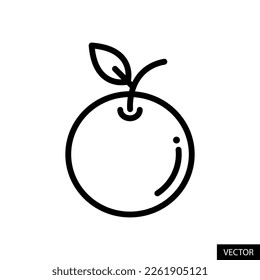 Icono de vector de fruta naranja en diseño de estilo de línea para sitio web, aplicación, interfaz de usuario, aislado en fondo blanco. Trazo editable. Ilustración vectorial EPS 10.