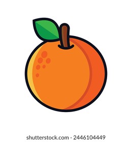 Orange Fruit Vector Icon With Thick Outline