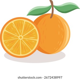 Ilustración vectorial de fruta de naranja en estilo de dibujos animados