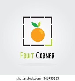 Orange fruit vector illustration. Fresh tangerine with leaves flat design