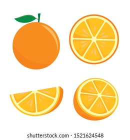 Orange fruit vector illustration isolated on white background. Orange fruit clip art 