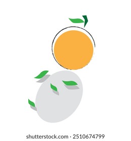 orange fruit vector with leaves