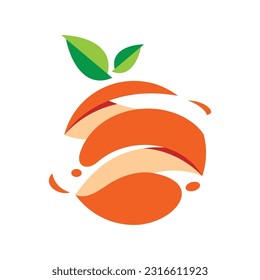 Orange Fruit Vector Logo Design Template