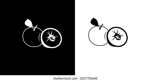 orange fruit vector outline art