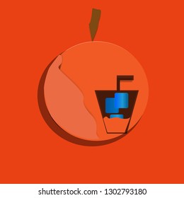 Orange fruit, vector set of paper cutting designs