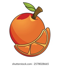 Orange fruit vector suitable for use as children's book allisation