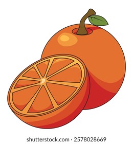 Orange fruit vector suitable for use as children's book allisation