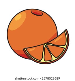 Orange fruit vector suitable for use as children's book allisation