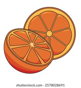 Orange fruit vector suitable for use as children's book allisation