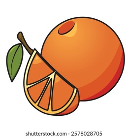 Orange fruit vector suitable for use as children's book allisation