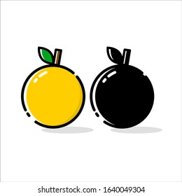 Orange fruit vector in two choices, colored and black
