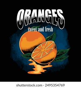 Orange Fruit in Vintage Design