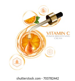 Orange fruit Vitamin Serum Moisture Skin Care Cosmetic.