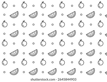 Um padrão de ilustração de fruta e melancia laranja com fundo branco, embalagem de alimentos, anúncios de impressão desenhados à mão ilustração de frutas, negócio de alimentos, fazenda